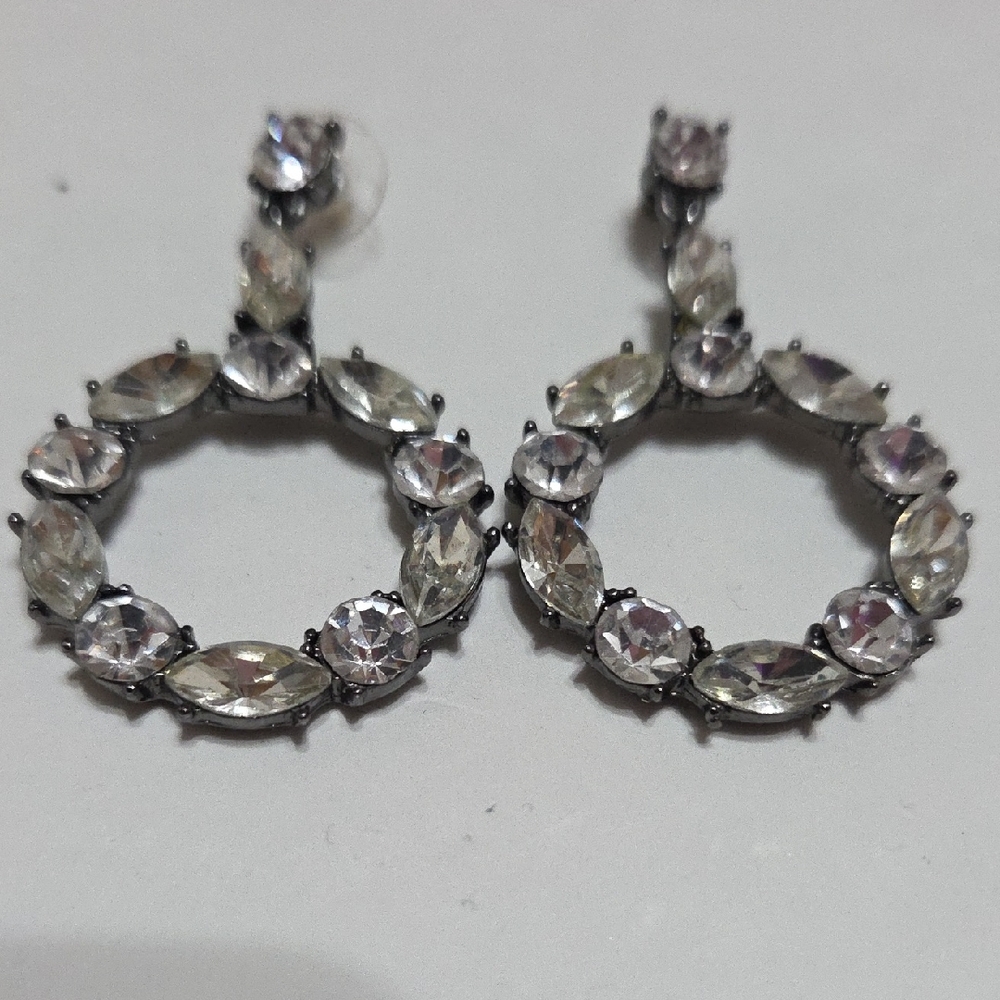 White House Black Market Silver Crystal Earrings